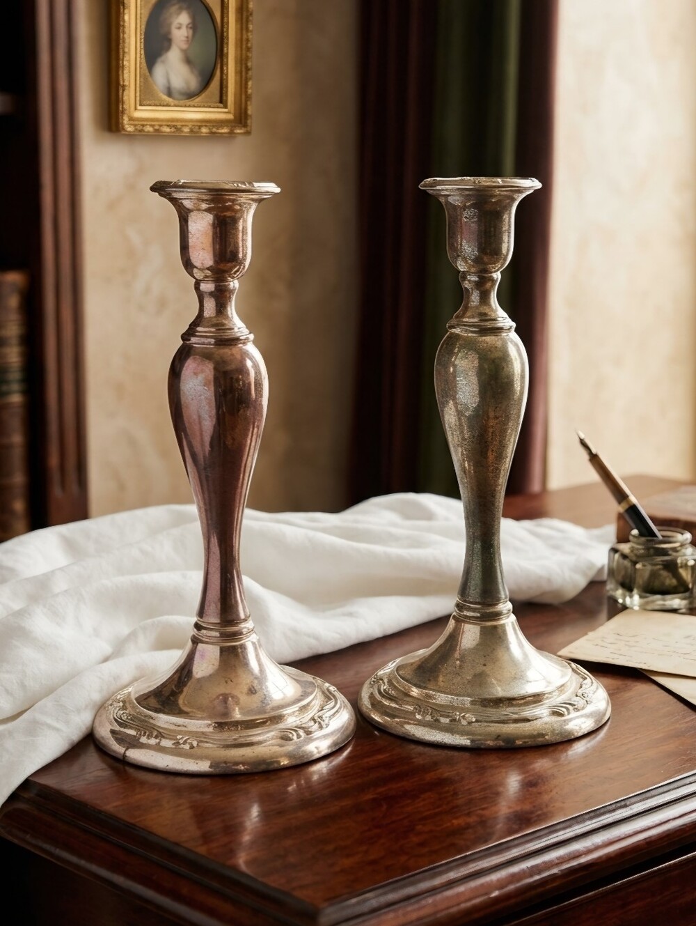Vintage Oneida Silver Plated Candlestick Holders Pair Tarnish Resistant Japan